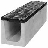 Liniové odvodňovací žlaby - Spádový betonový žlab D400 s litinovou mříží