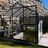 Skleníky - Zahradní skleník z kaleného skla SANUS GLASS černý