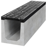 Odvodňovací betonové žlaby a mříže Covernit - Spádový betonový žlab B125 s litinovou mříží