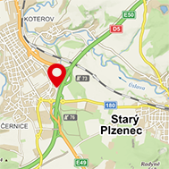 mapa - stavebniny Plzeň