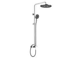 Nástěnný sprchový set s baterií a talířovou kulatou sprchou černý Nástěnný sprchový set s baterií a talířovou kulatou sprchou černý