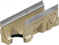 Liniové odvodňovací žlaby - ACO MultiDrain - žlab bez spádu dna V100G s integrovaným těsněním svislého odtoku DN 100